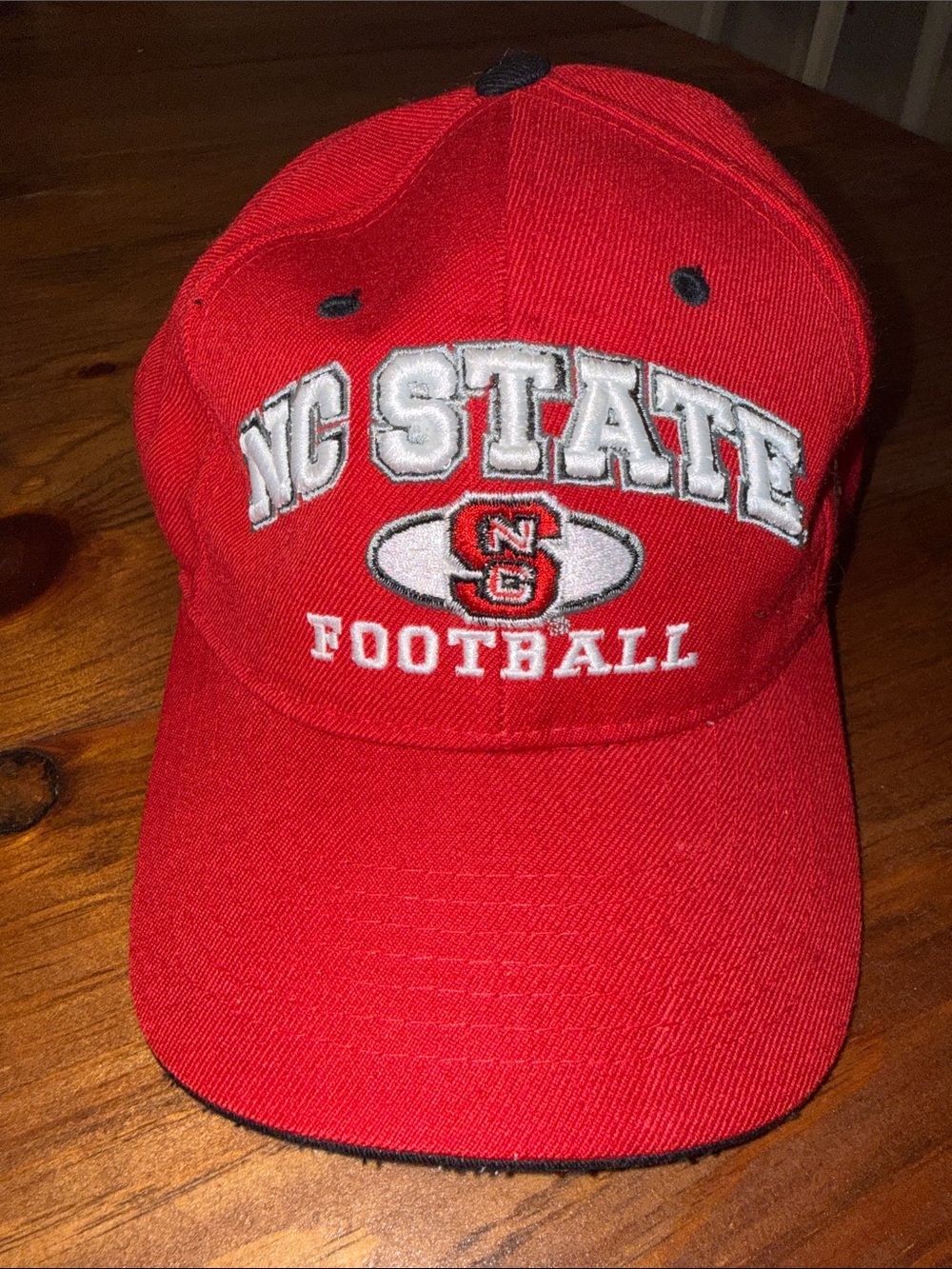 STATE Red Football Embroidered Cap with White & Black Accents 7 3/8